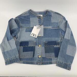 Zara Girls Patchwork Denim Jacket Size 9 Fashion Trendy Girly